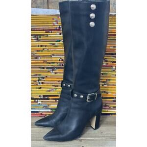 WHBM Amari Military Tall Boots Heeled City Black Sz 9 M Women's